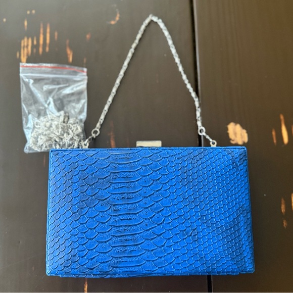 Handbags - Blue Textured Clutch Bag